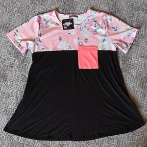 Colorblock Pink and White Top